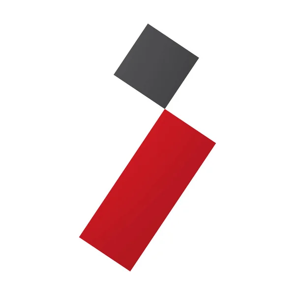 Κόκκινο Και Μαύρο Γράμμα Εικόνα Ένα Τετράγωνο Και Ορθογώνιο Λευκό — Φωτογραφία Αρχείου