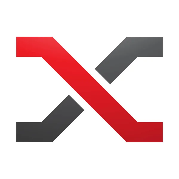 Red Black Letter Icon Com Linhas Cruzamento Fundo Branco — Fotografia de Stock