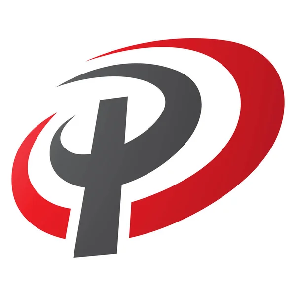 白い背景に赤と黒の楕円形の文字Pアイコン — ストック写真