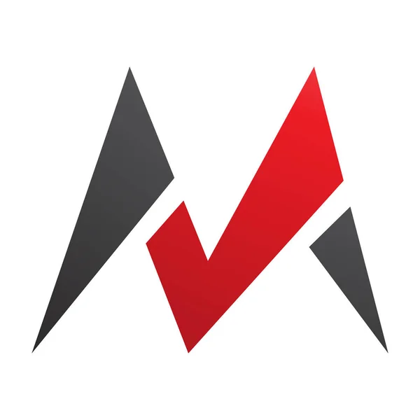 白底红黑相间的尖刻字母M Icon — 图库照片
