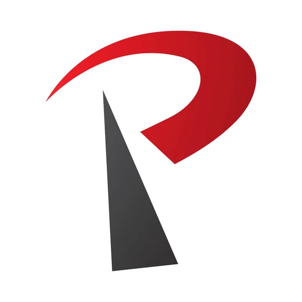 Red Black Radio Tower Shaped Letter Icon White Background — Stock Photo, Image