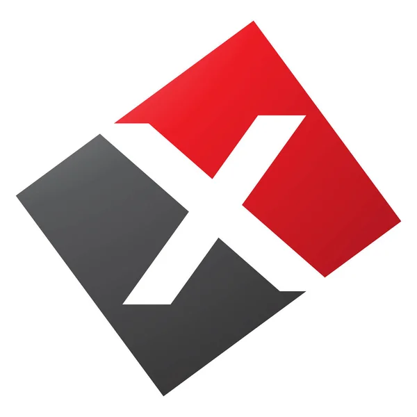 白い背景に赤と黒の長方形の文字Xアイコン — ストック写真