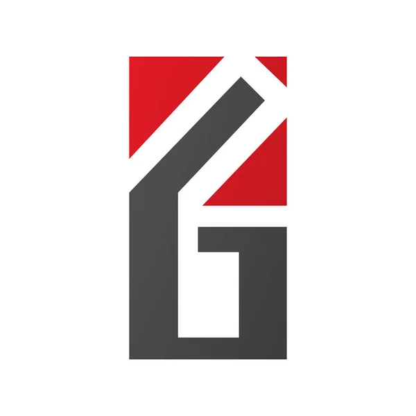 白い背景に赤と黒の長方形の文字Gまたは番号6アイコン — ストック写真