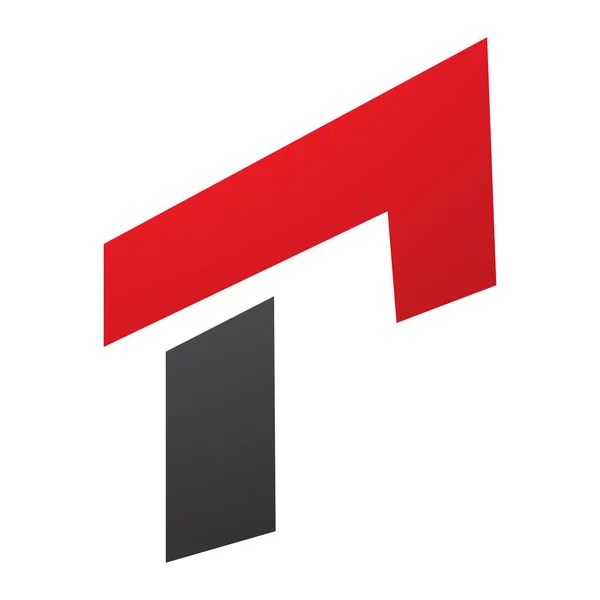 Red Black Rectangular Letter Icon White Background — Stock Photo, Image