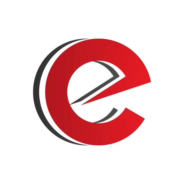 白色背景上的红色和黑色圆形小写字母E图标 — 图库照片