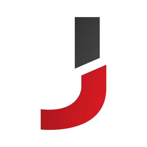 白い背景に赤と黒のスプリット形状の手紙Jアイコン — ストック写真
