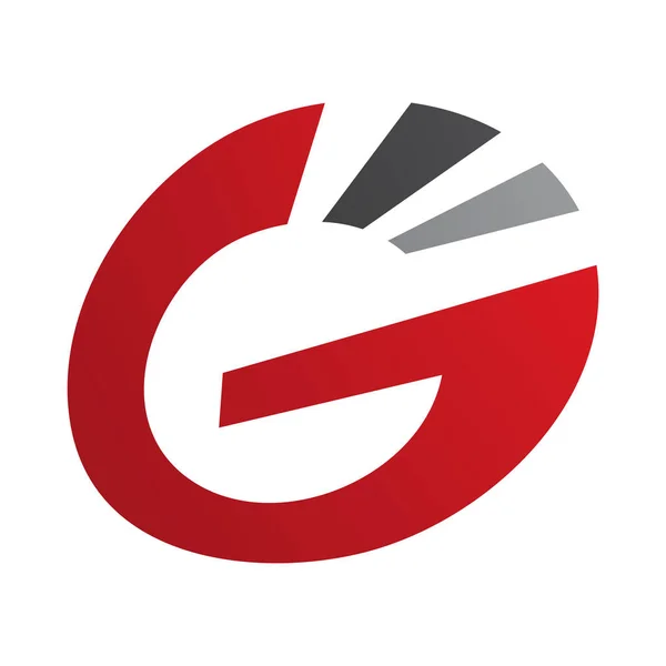 Rot Und Schwarz Gestreiftes Ovales Buchstaben Symbol Auf Weißem Hintergrund — Stockfoto