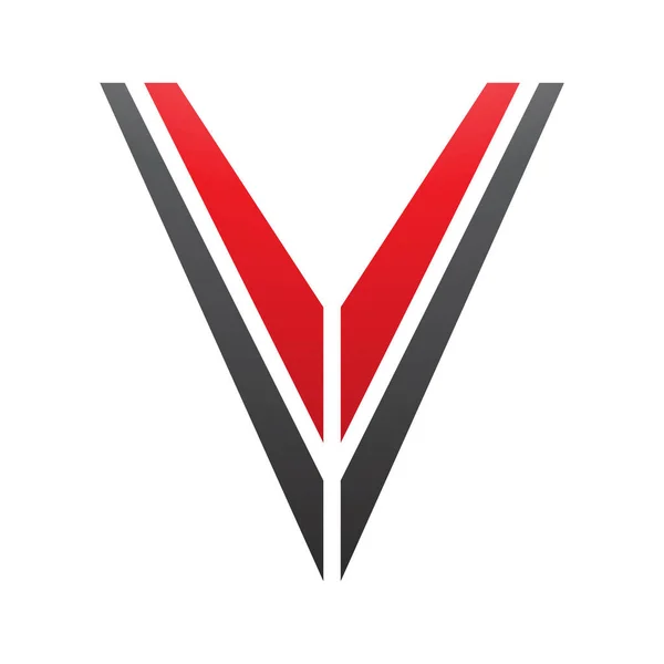 白色背景上的红色和黑色条形字母V图标 — 图库照片