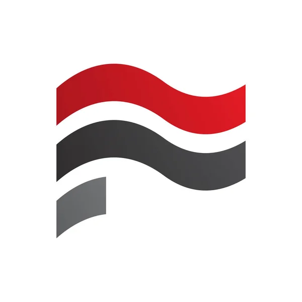 Bandera Ondulada Roja Negra Forma Letra Icono Sobre Fondo Blanco — Foto de Stock