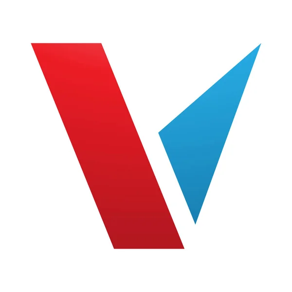 白色背景上的红色和蓝色几何形状字母V图标 — 图库照片