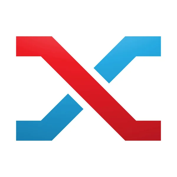 Ícone Carta Vermelha Azul Com Linhas Cruzamento Fundo Branco — Fotografia de Stock