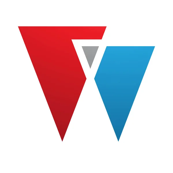 Rode Blauwe Letter Icoon Met Driehoeken Een Witte Achtergrond — Stockfoto