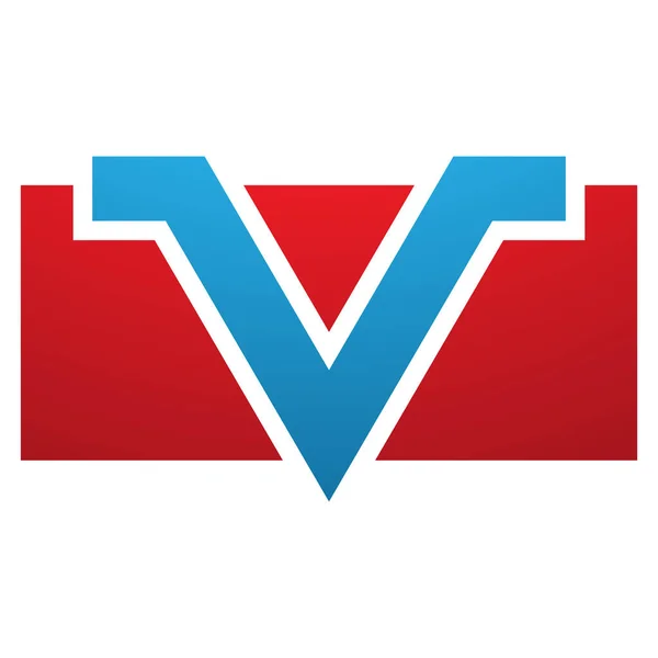 白色背景上的红色和蓝色矩形字母V图标 — 图库照片