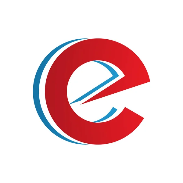 白色背景上的红色和蓝色圆形小写字母E图标 — 图库照片