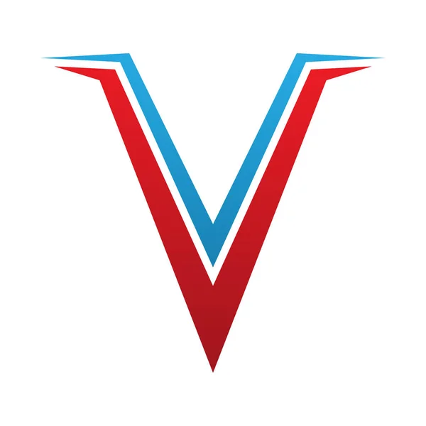白色背景上的红色和蓝色尖峰形字母V图标 — 图库照片