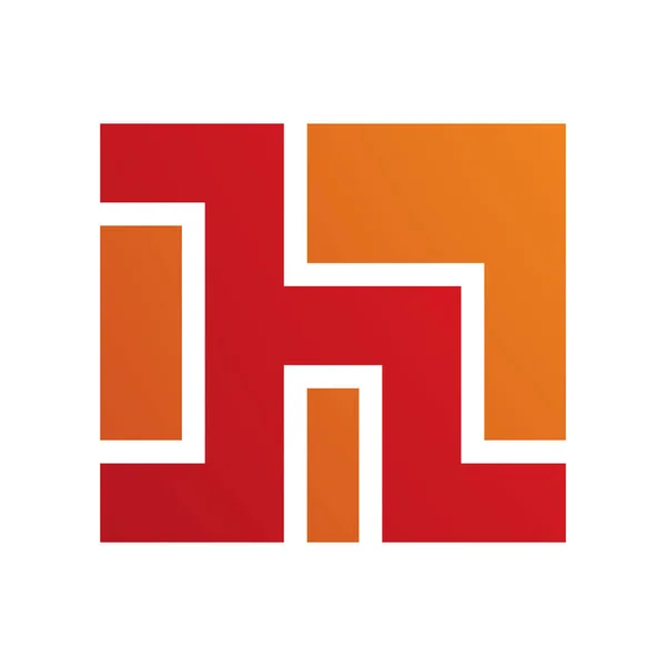 白色背景上红色和橙色正方形字母H图标 — 图库照片