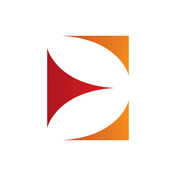 红色和橙色大写字母E图标 白色背景上有弯曲三角形 — 图库照片