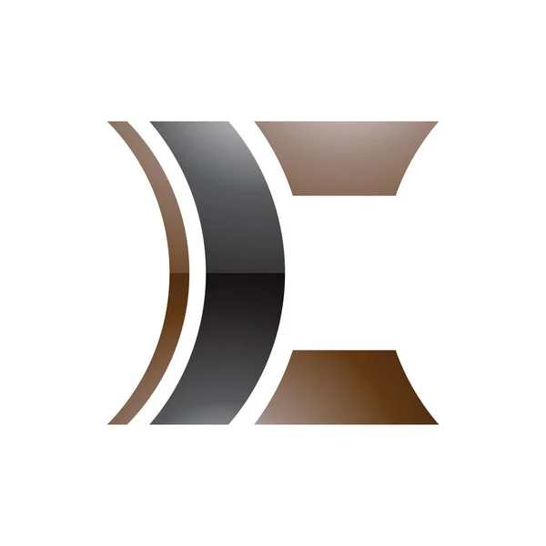 Schwarz Braunes Glossy Linse Shaped Letter Icon Auf Weißem Hintergrund — Stockfoto