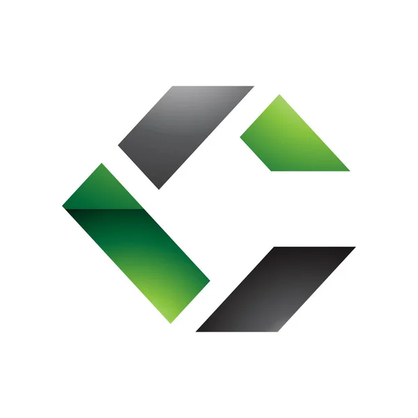 Черно Зеленый Глянцевый Квадрат Письмо Икона Прямоугольников Белом Фоне — стоковое фото