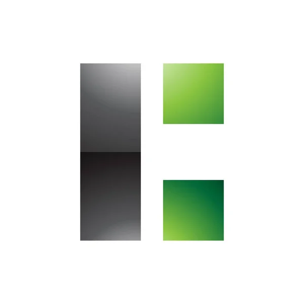 Black Green Rectangular Glossy Letter Icon White Background — Stock Photo, Image