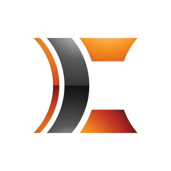 Schwarz Orangefarbenes Glossy Linse Shaped Letter Icon Auf Weißem Hintergrund — Stockfoto