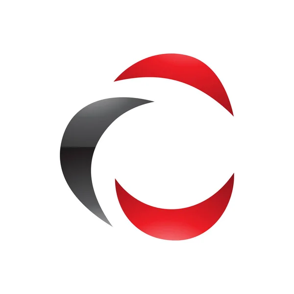 Czarno Czerwony Błyszczący Crescent Kształt Litery Ikona Białym Tle — Zdjęcie stockowe