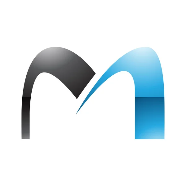 白色背景上的蓝色和黑色光滑拱形字母M图标 — 图库照片