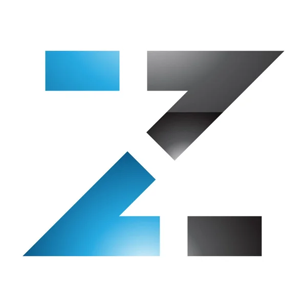 Blaues Und Schwarzes Gepunktetes Buchstaben Symbol Auf Weißem Hintergrund — Stockfoto