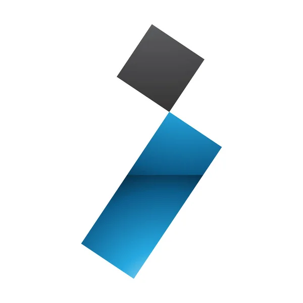 Blauwe Zwarte Glanzende Letter Icoon Met Een Vierkant Rechthoek Een — Stockfoto