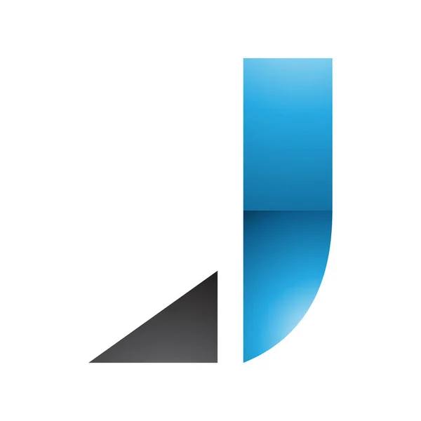 Blauwe Zwarte Glanzende Letter Icoon Met Een Driehoekige Tip Een — Stockfoto