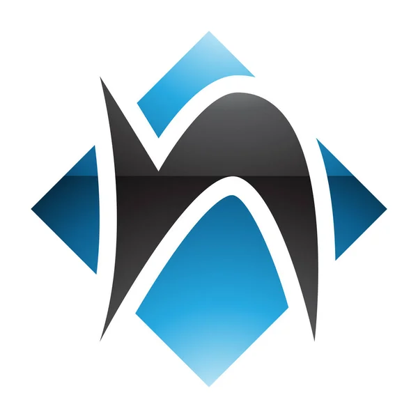 Blaues Und Schwarzes Hochglanz Symbol Mit Quadratischer Diamantform Auf Weißem — Stockfoto