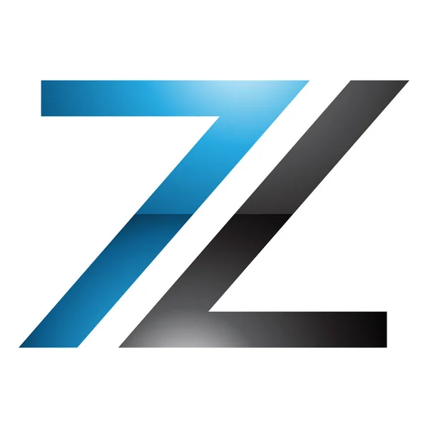 白色背景上的蓝色和黑色光泽7号形状字母Z图标 — 图库照片