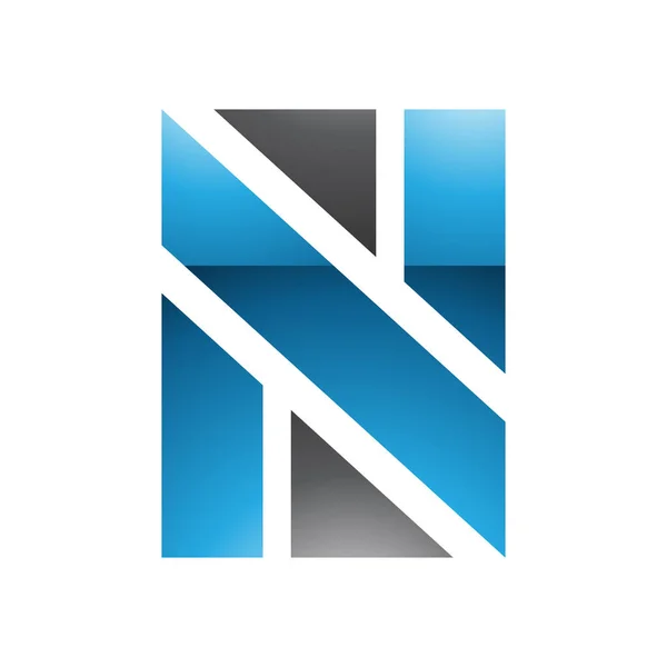 Blaues Und Schwarzes Hochglanz Rechteck Buchstaben Symbol Auf Weißem Hintergrund — Stockfoto