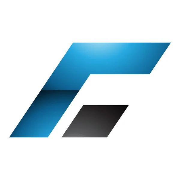 Blaues Und Schwarzes Hochglanz Rechteckiges Kursives Buchstaben Symbol Auf Weißem — Stockfoto