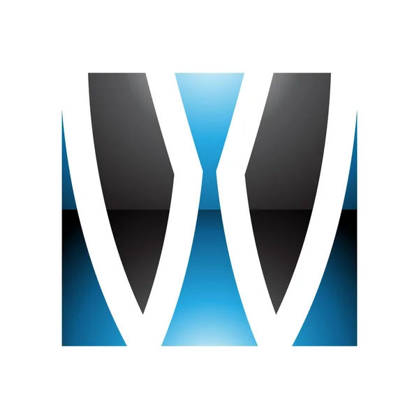 白い背景に青と黒の光沢のある正方形の文字Wアイコン — ストック写真