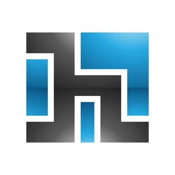 Blaues Und Schwarzes Quadratisches Hochglanzbuchstaben Symbol Auf Weißem Hintergrund — Stockfoto