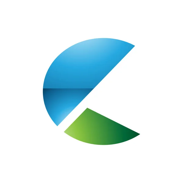 Blauwe Groene Glanzende Letter Icoon Met Halve Cirkels Een Witte — Stockfoto