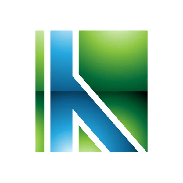 Blauer Und Grüner Hochglanzbuchstabe Symbol Mit Geraden Linien Auf Weißem — Stockfoto