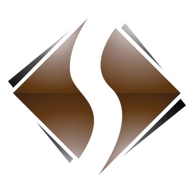 Kahverengi ve Siyah Parlak Kare Elmas şekilli Beyaz Arkaplanda S Simgesi