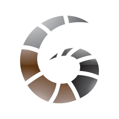 Kahverengi ve Siyah Işıltılı Beyaz Arkaplanda Çizgili G Simgesi