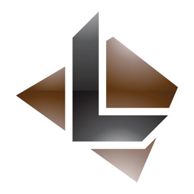 Kahverengi ve Siyah Parlak Trapezyum Beyaz Arkaplanda Harf Liste Simgesi