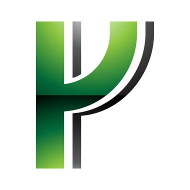 Beyaz Arkaplanda Yeşil ve Siyah Çizgili Harf Y Simgesi