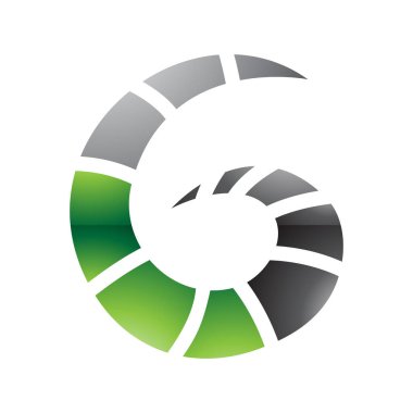 Yeşil ve Siyah Işıltılı Beyaz Arkaplanda Çizgili G Simgesi