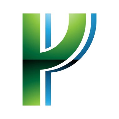 Beyaz Arkaplanda Yeşil ve Mavi Çizgili Y harfi Simgesi