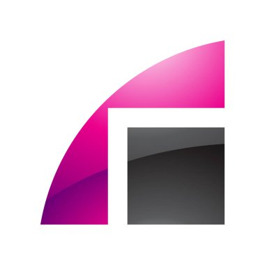 Beyaz Arkaplanda Magenta ve Siyah Parlak Geometrik Harf R Simgesi