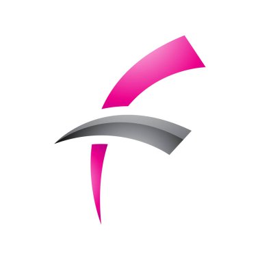 Magenta ve Siyah Parlak Harf F Simgesi Beyaz Arkaplanda Yuvarlak Dikenli Çizgiler