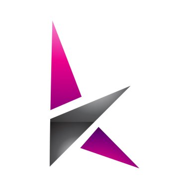 Magenta ve Siyah Parlak Harf K Simgesi Beyaz Arkaplan Üçgenli
