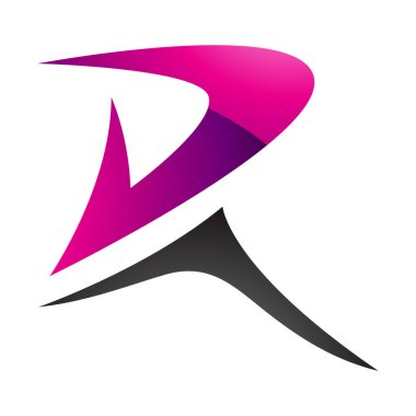 Magenta ve Siyah Sivri uçlu Beyaz Arkaplanda Harf Simgesi