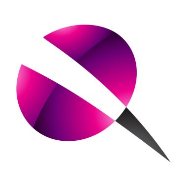 Magenta ve Siyah Parlak Vidalı Beyaz Arkaplanda Q Harfi Simgesi