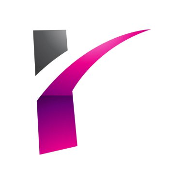 Magenta ve Siyah Parlak Dikenli Dikenli Beyaz Arkaplanda Harf R Simgesi